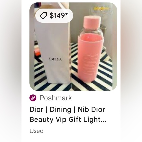 Dior Pink Glass Water Bottle in Box - Picture 3 of 4